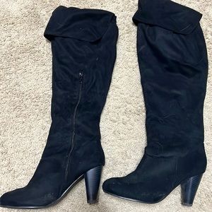 Venus black suede slouch boots